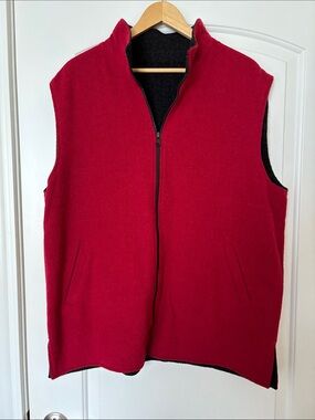 Peruvian Link Alpaca Red Charcoal Reversible Zip Vest XXL Made in Peru EUC